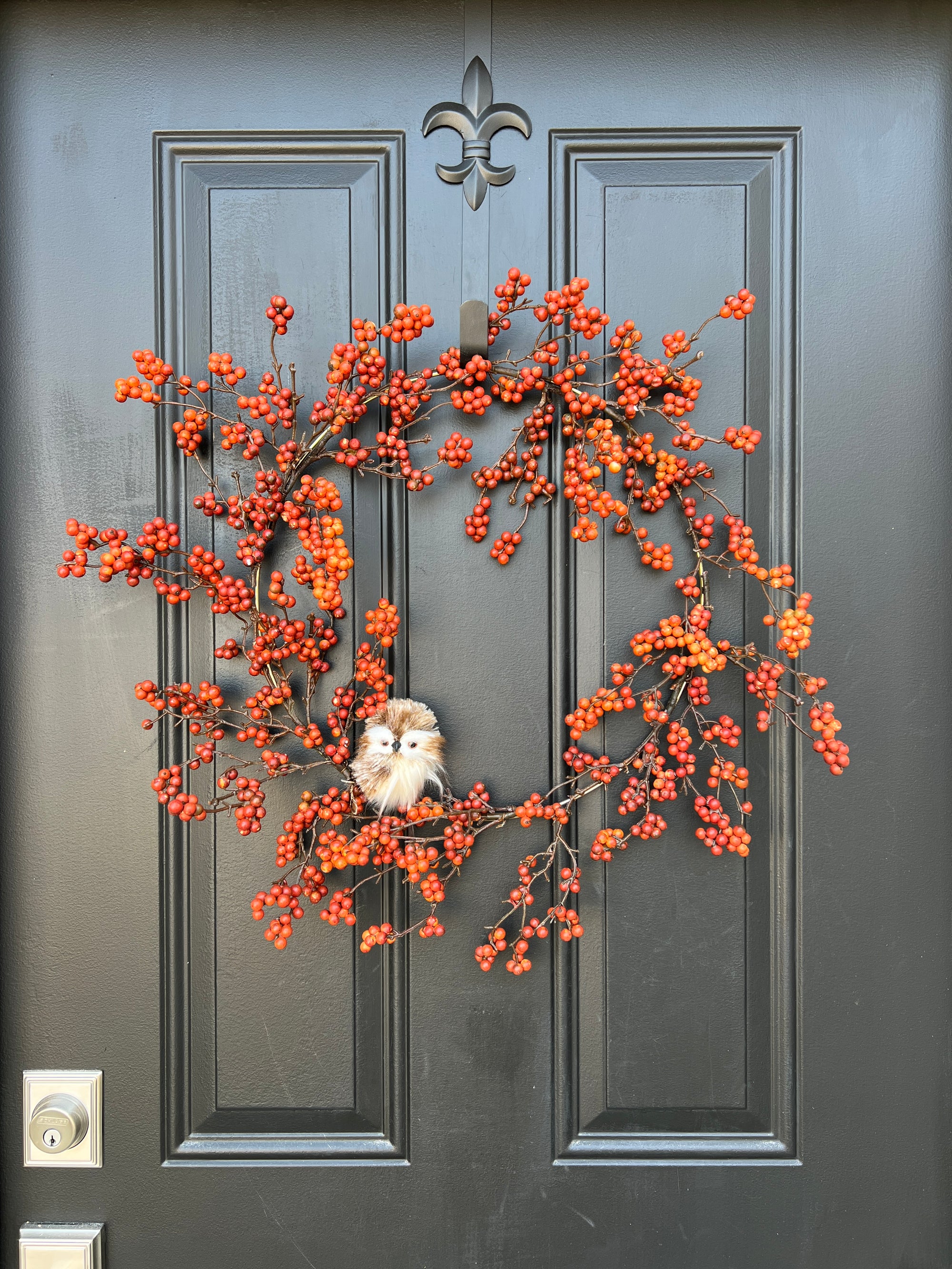 Rustic Red Berry Owl Wreath