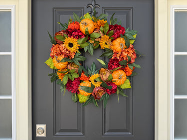 Sunflower and Pumpkin Fall Door Wreath