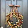 Modern Harvest Pinecone Wreath with Custom Linen Ribbon - TwoInspireYou