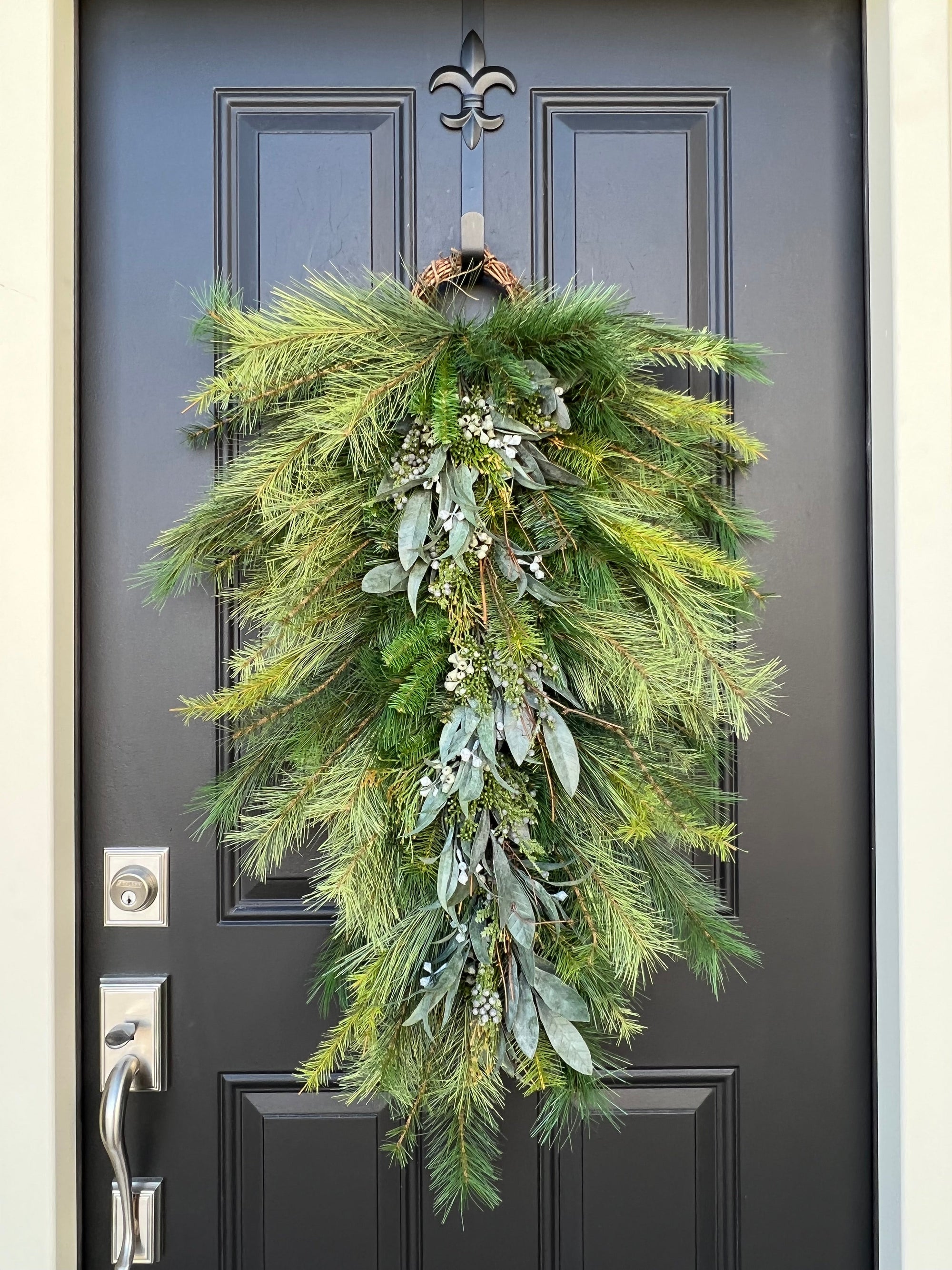 Realistic Christmas Pine Teardrop Wreath - Ready to Ship