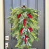 Holiday Pine Swag Teardrop Wreath with Red Berries - TwoInspireYou