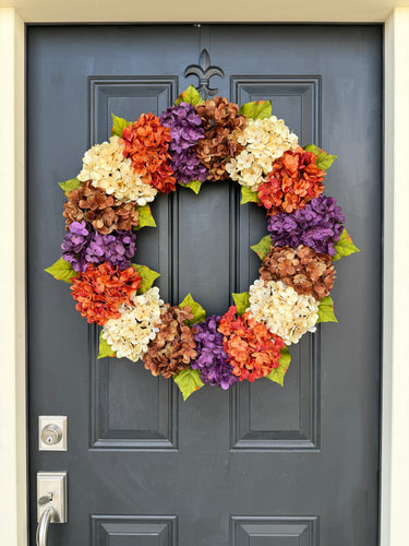 Large Fall Hydrangea Wreath - TwoInspireYou