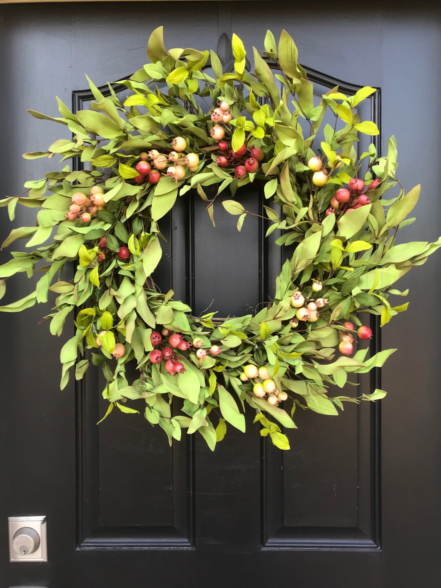 Year Round Boxwood Wreath - Lush Boxwood and Crabapple