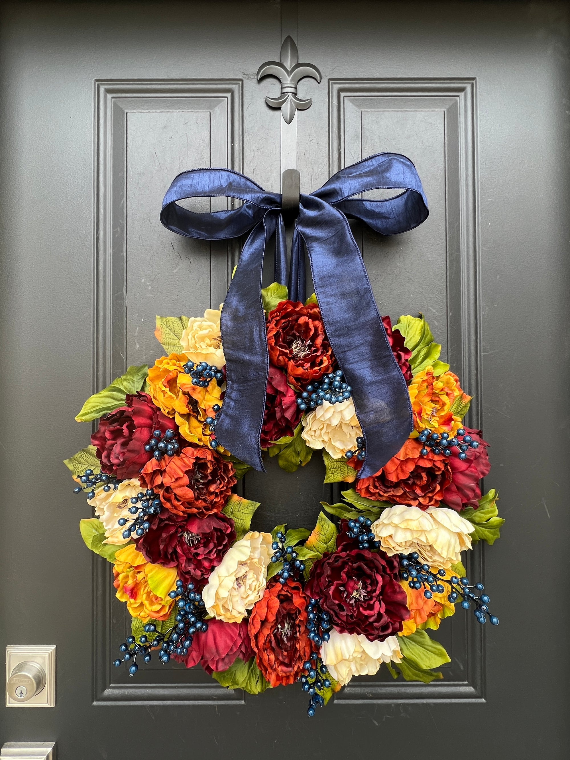 NEW Fall Peony with Blueberries Wreath