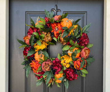 Bountiful Harvest Wreath with Peonies - TwoInspireYou
