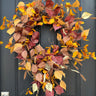 Autumn Harvest Teardrop Wreath with Red, Yellow & Orange Leaves - TwoInspireYou
