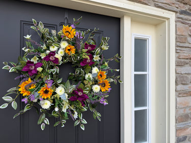 Sunflower and Purple Clematis Wreath