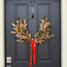 Gold Laurel Hoop Wreath | Autumn Door Décor with Orange Velvet Bow - TwoInspireYou