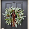 Christmas Pine & Pinecone Wreath - Mixed Pine Wreath with Velvet Ribbon | - TwoInspireYou