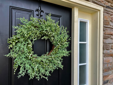 Cedar & Juniper Berry Wreath | Realistic Greenery for Holiday Season | - TwoInspireYou