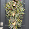 Nostalgic Christmas Teardrop Swag Wreath with Gold Bells - TwoInspireYou