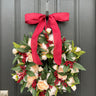 Classic Holiday Wreath with Cream Peonies and Red Berries - TwoInspireYou