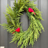 Natural Touch Norfolk Pine Wreath with Red Cardinals - TwoInspireYou