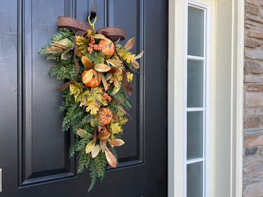 Woodland Pumpkin Harvest Swag Wreath - TwoInspireYou