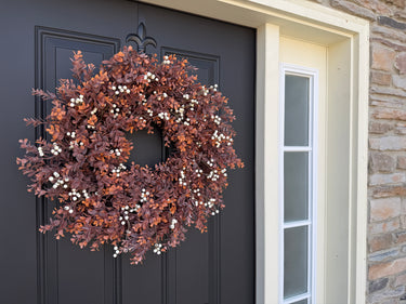 Rust Fall Boxwood Wreath with Ivory Berries
