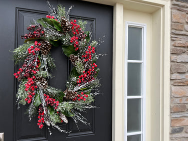 Classic Oval Christmas Wreath with Magnolia and Flocked Snow - TwoInspireYou