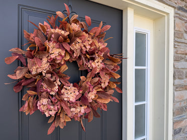 Fall Bay Leaf and Hydrangea Wreath