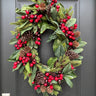 Oval Magnolia Wreath with Currant Berries and Pinecones - TwoInspireYou
