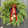 Norfolk Pine Wreath with Decorative Gold Hanging Bells - TwoInspireYou