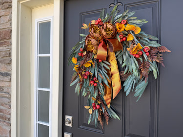 Cascading Fall Peony and Berry Wreath