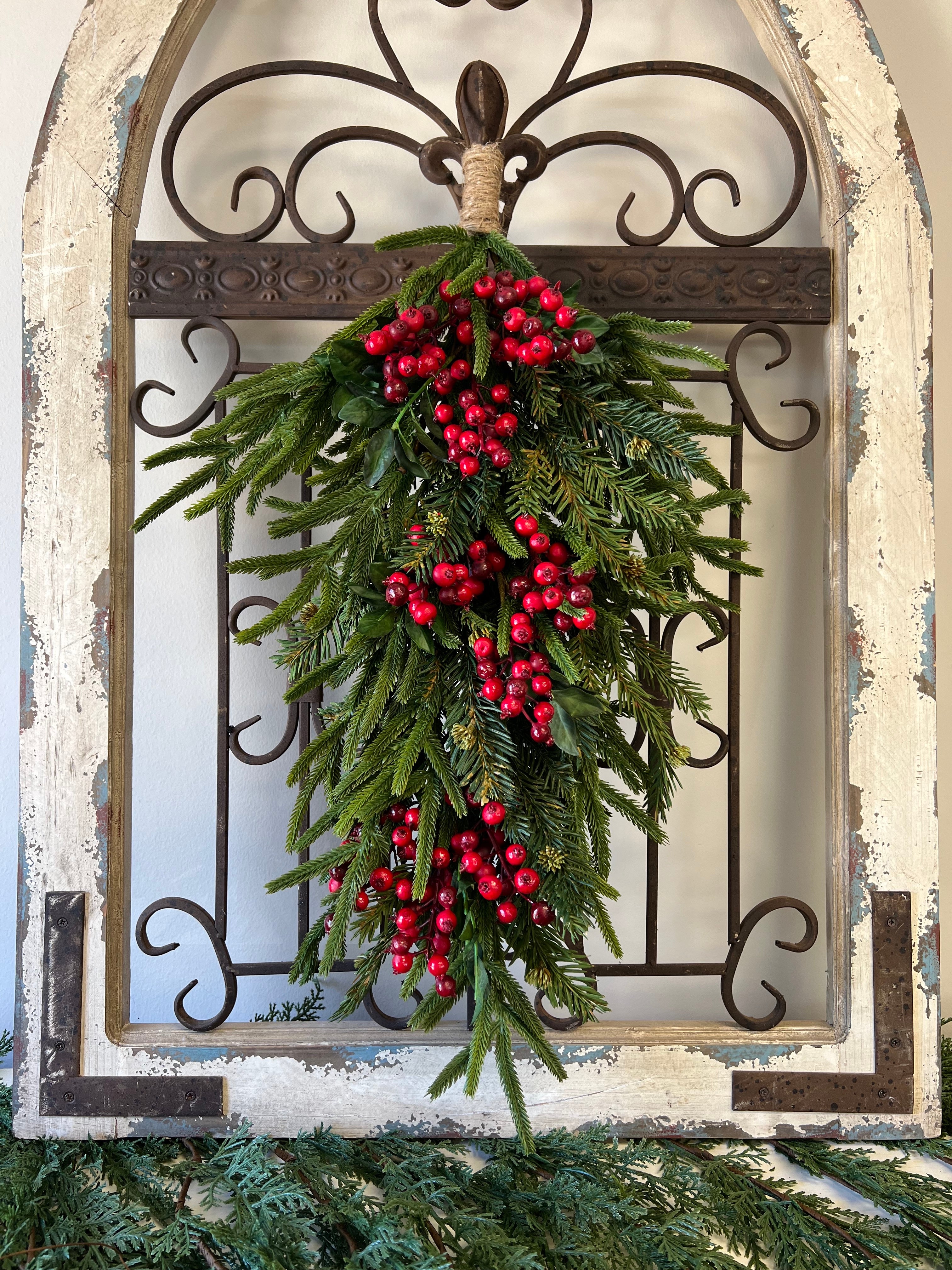 Norfolk Pine and Berry Mini Swag for Christmas