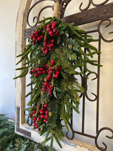 Norfolk Pine and Berry Mini Swag for Christmas - TwoInspireYou