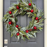 Red Ornament & Evergreen Wreath – Elegant Holiday Door Decoration - TwoInspireYou