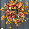 Fall Chrysanthemum Wreath with Autumn Leaves and Foliage - TwoInspireYou
