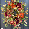 Autumn Berry & Floral Oval Wreath – Fall Door Decor with Orange & Red Accents - TwoInspireYou