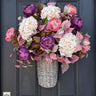 Fall Peony & Hydrangea Basket – Purple, Blush & Cream Door Arrangement - TwoInspireYou
