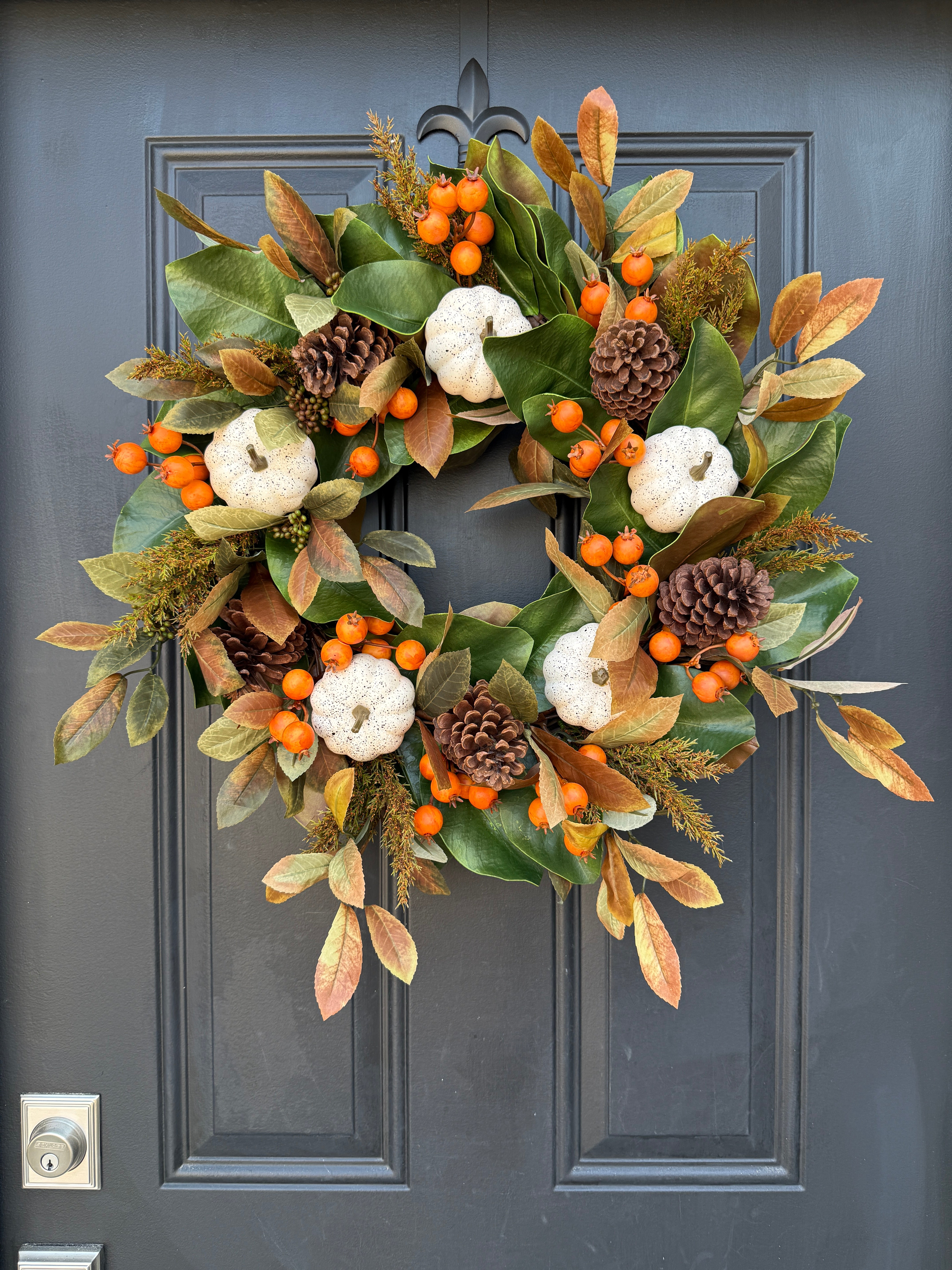Pumpkin & Pinecone Fall Wreath – Rustic Autumn Decor - TwoInspireYou