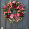 Pink & Burgundy Floral Wreath – Year-Round Door Decoration - TwoInspireYou