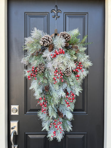 Flocked Pine Swag Christmas Wreath - TwoInspireYou