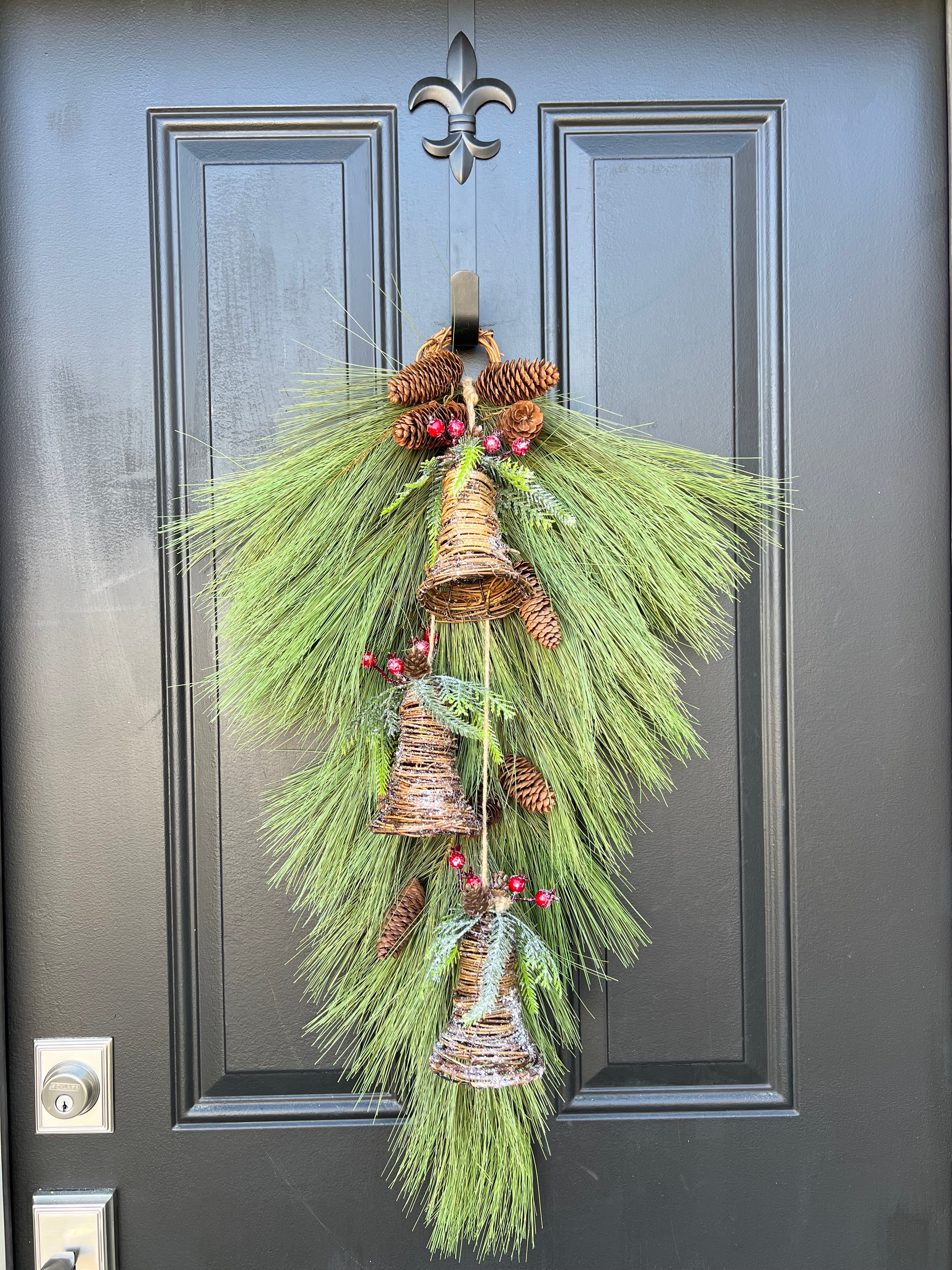 Long Pine and Bell Holiday Swag for Front Door