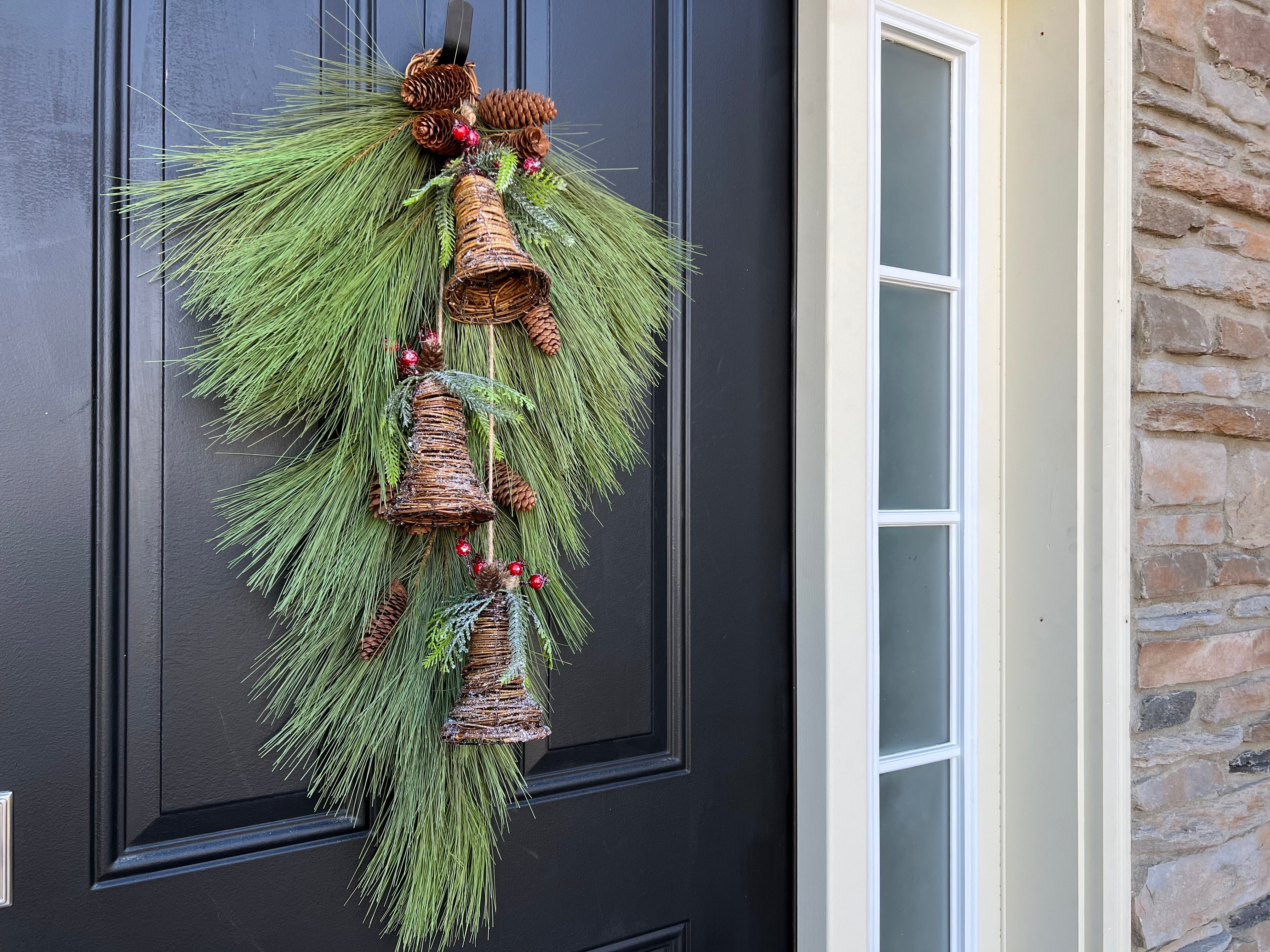 Long Pine and Bell Holiday Swag for Front Door