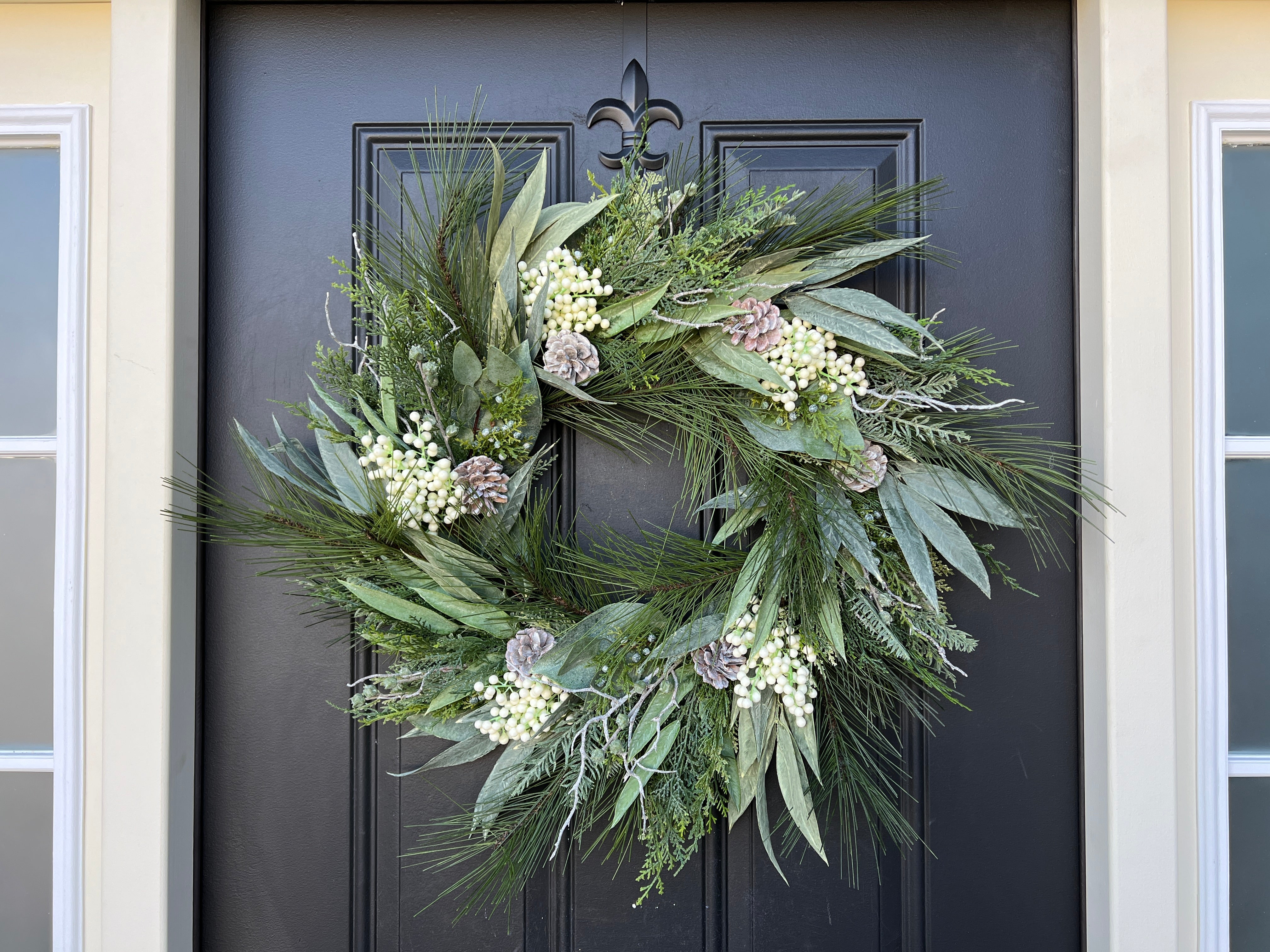 Winter Woodland Wreath with Cream Berries