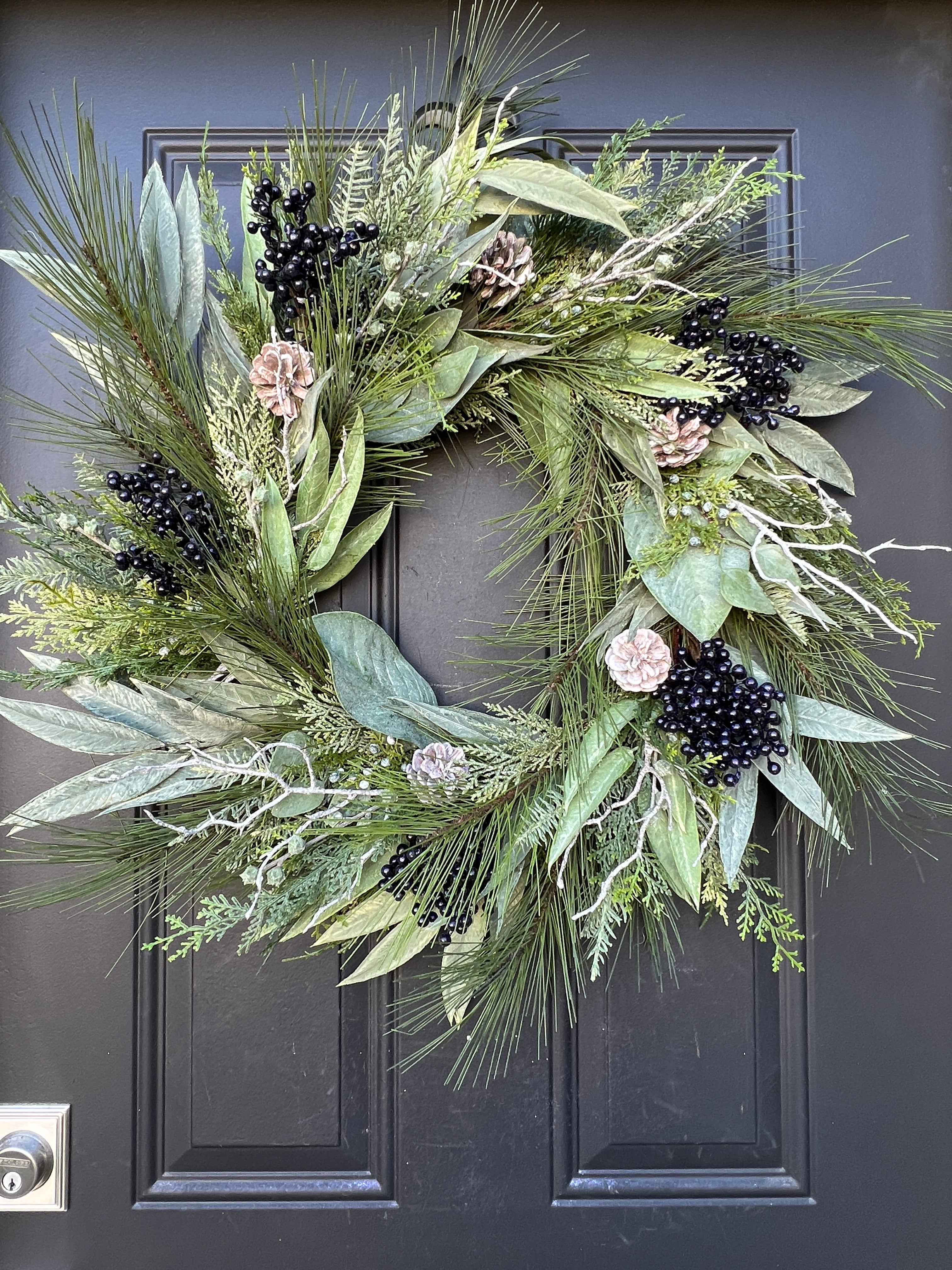 Winter Woodland Wreath with Navy Berries