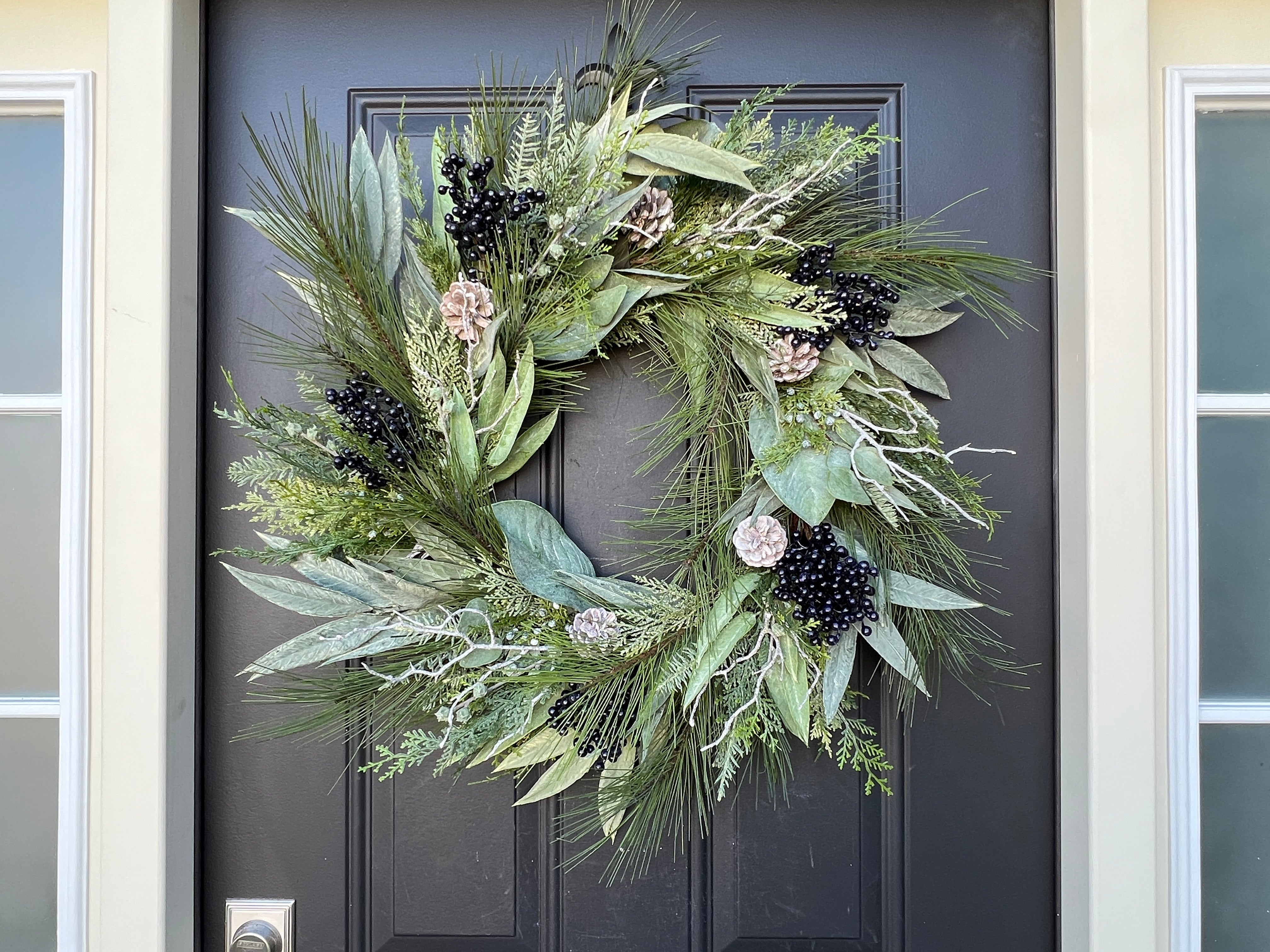 Winter Woodland Wreath with Navy Berries