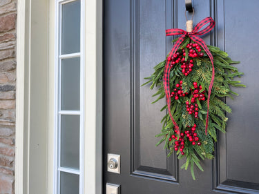 Norfolk Pine Swag with Buffalo Check Ribbon - TwoInspireYou