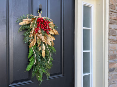 Golden Bay Leaf and Red Berry Christmas Swag - TwoInspireYou