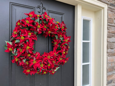 Holiday Red Poinsettia Wreath - TwoInspireYou