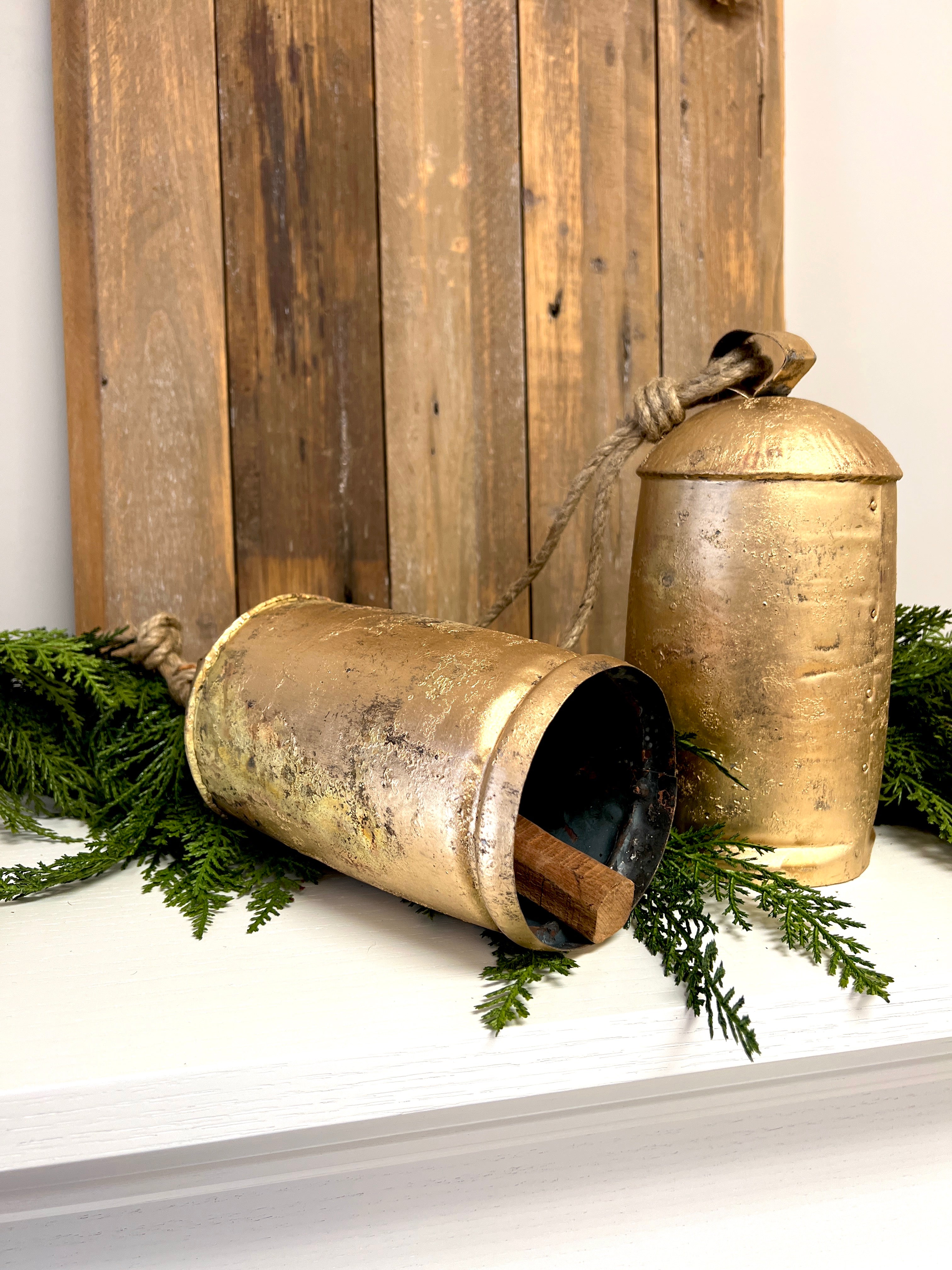 Old Fashioned Gold Christmas Cowbell