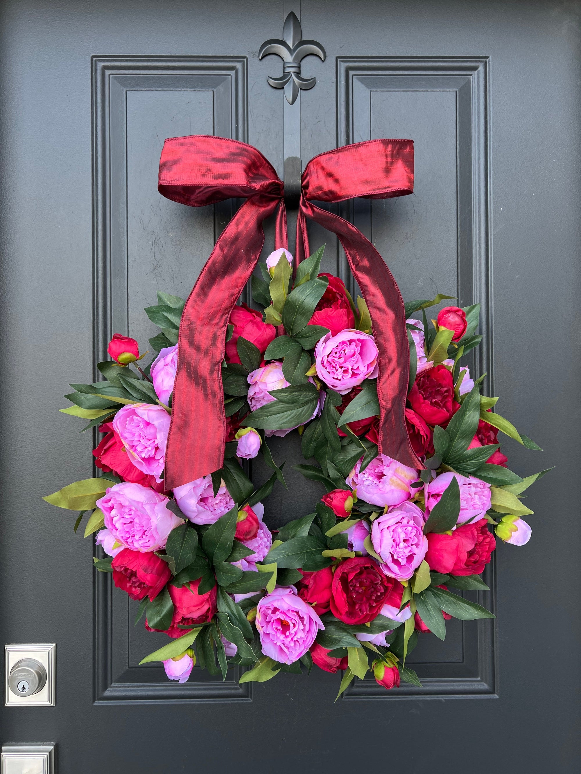 Red and Pink Peony Wreath