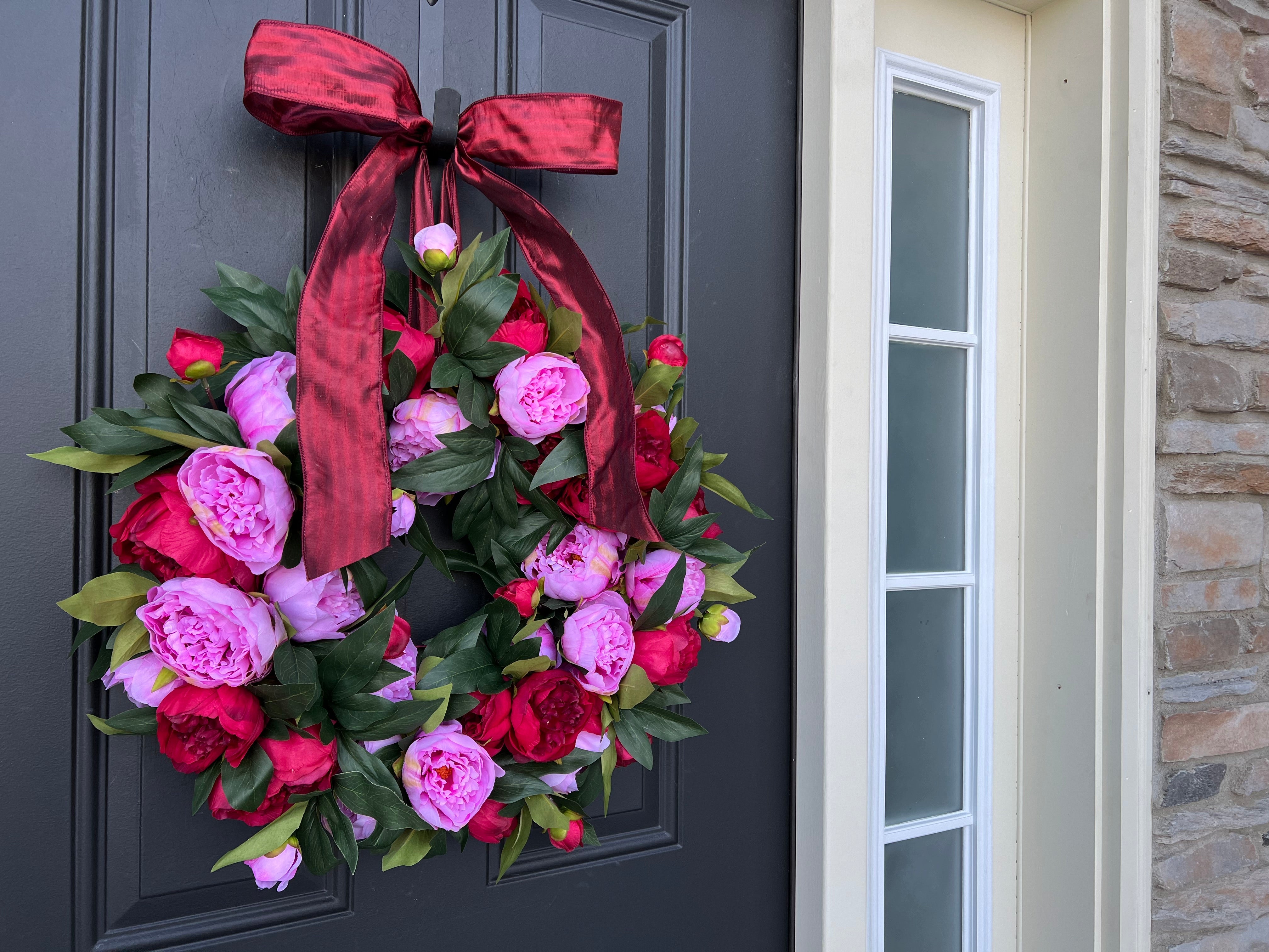 Red and Pink Peony Wreath