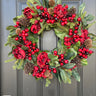 Red Peony & Magnolia Wreath with Pinecones & Berries - TwoInspireYou