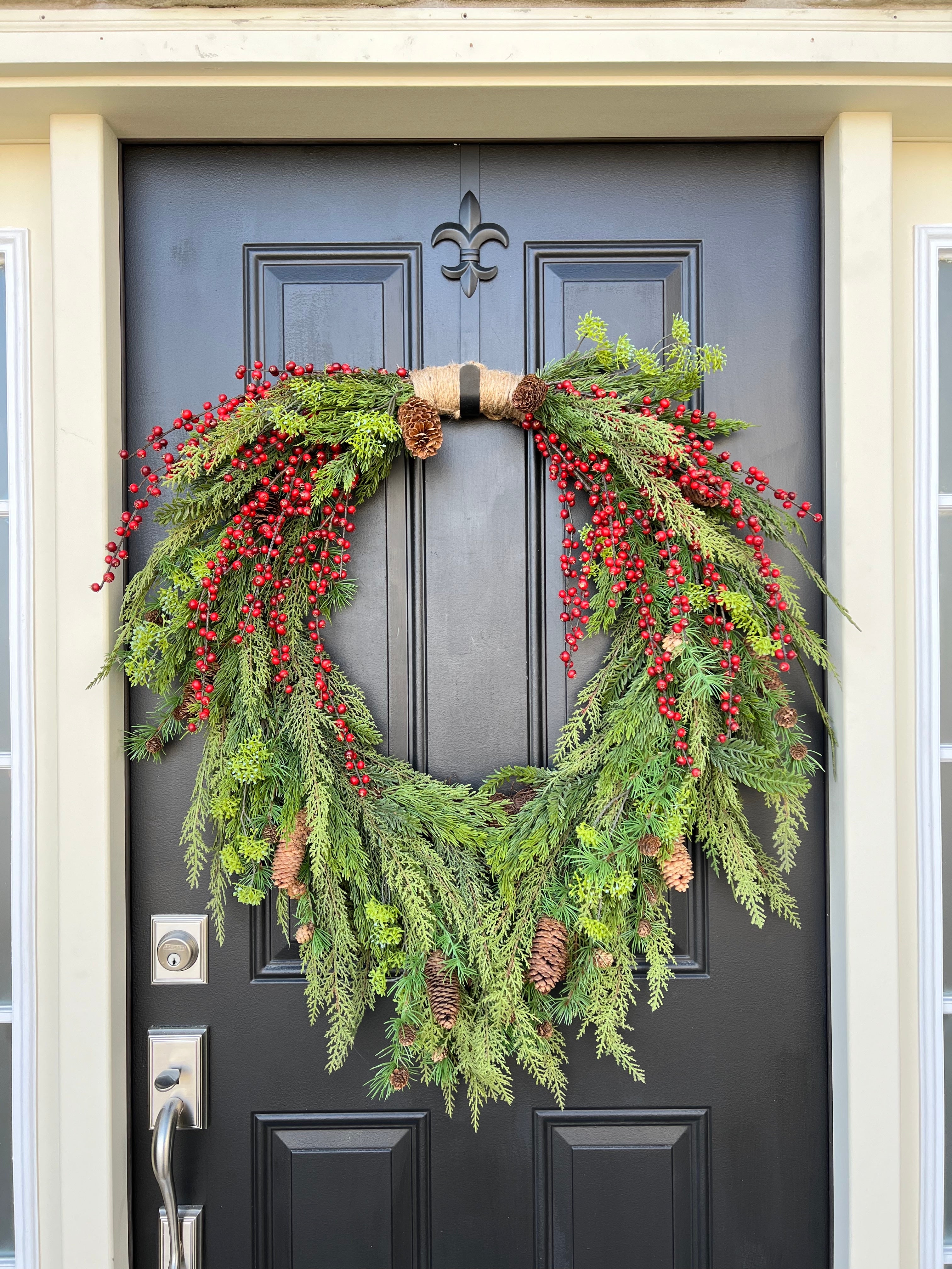 Rustic Pinecone and Berry Cascade Christmas Wreath