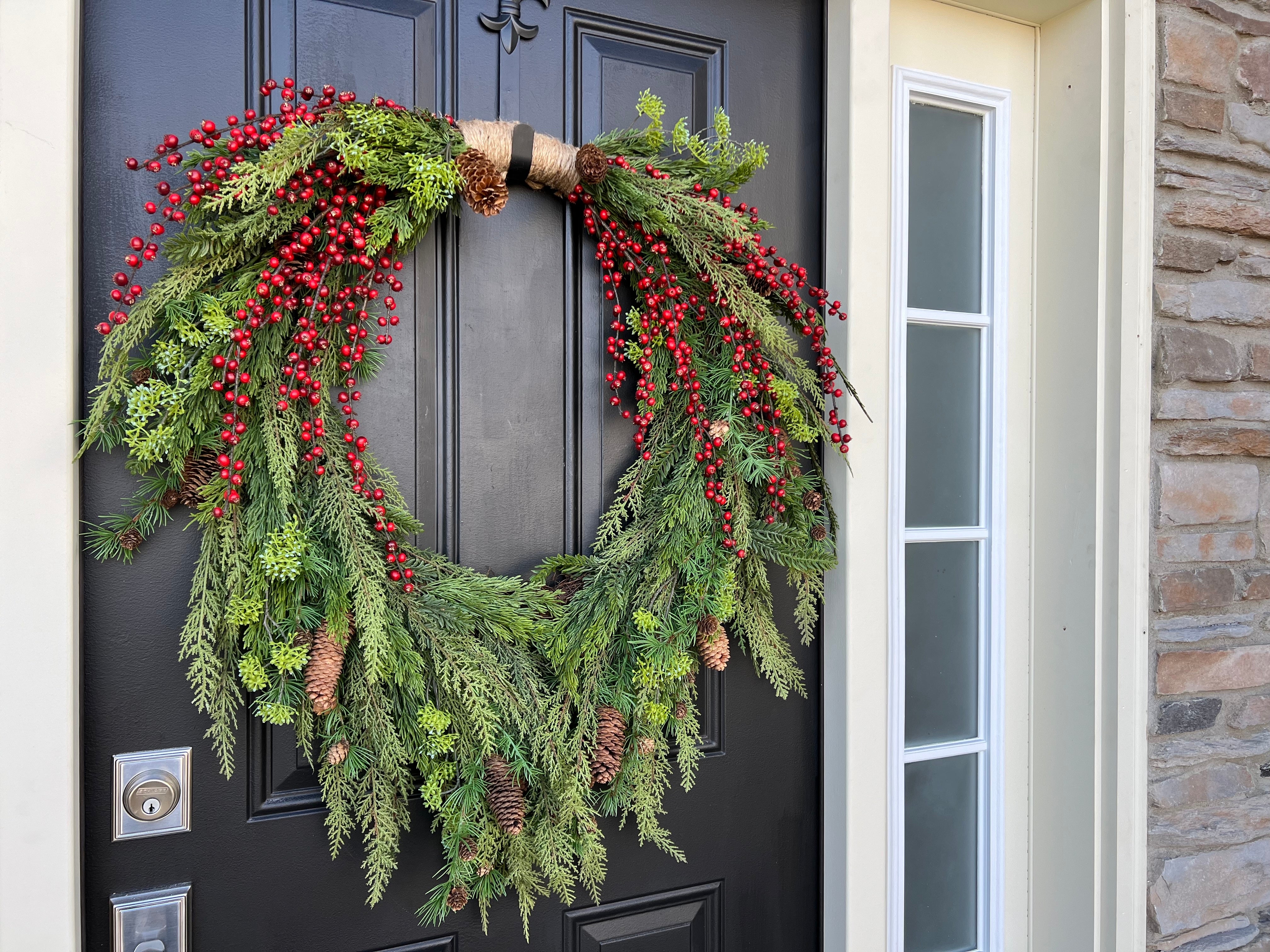 Rustic Pinecone and Berry Cascade Christmas Wreath