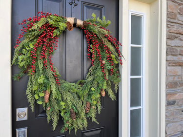 Rustic Pinecone and Berry Cascade Christmas Wreath - TwoInspireYou