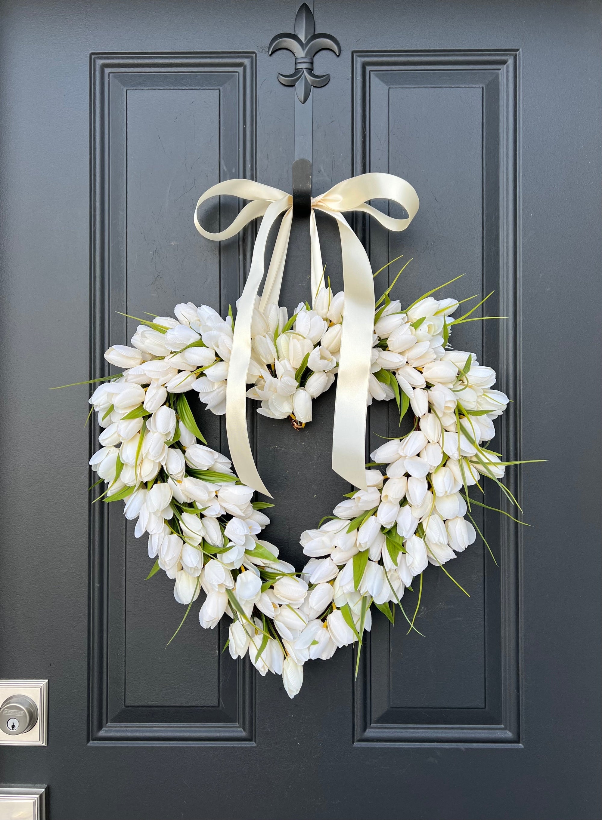White Tulip Heart Wreath