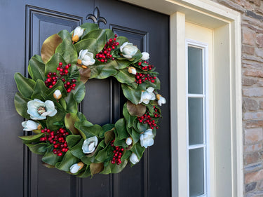 Lux Magnolia and Berry Christmas Wreath - TwoInspireYou